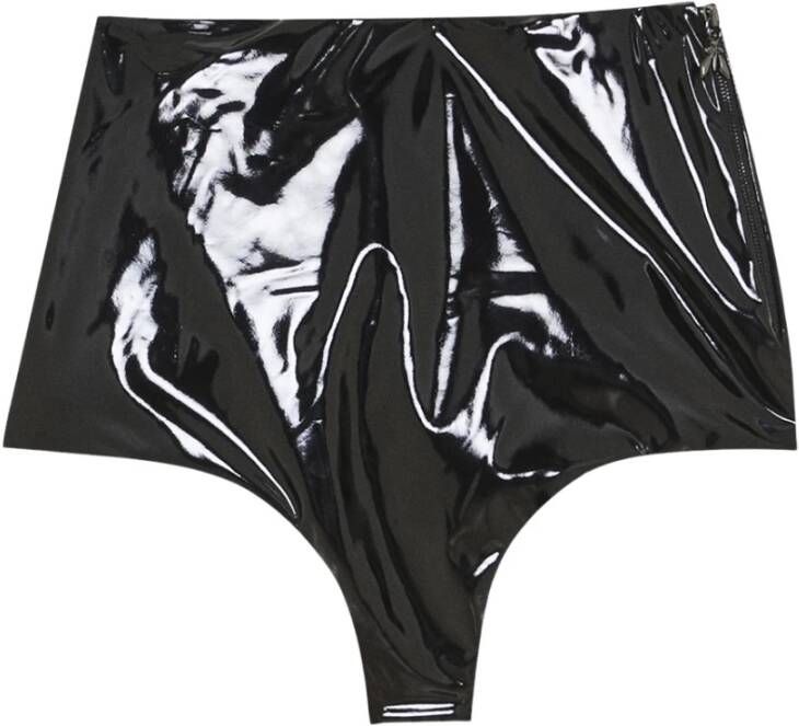PATRIZIA PEPE Vinyl lingerie-geïnspireerde shorts Black Dames