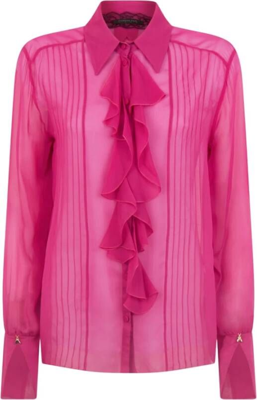 PATRIZIA PEPE Fuchsia Overhemd met Klassieke Kraag en Gouden Details Roze Dames