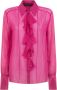 PATRIZIA PEPE Fuchsia Overhemd met Klassieke Kraag en Gouden Details Pink Dames - Thumbnail 1