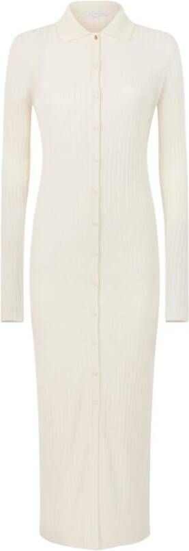PATRIZIA PEPE Geribbelde Witte Overhemdjurk White Dames