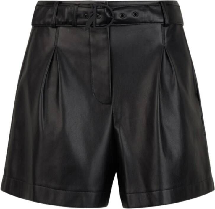PATRIZIA PEPE Hoge taille zwarte imitatieleer shorts Black Dames