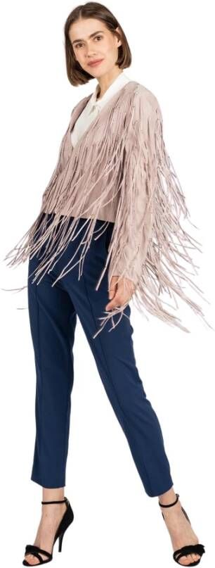 PATRIZIA PEPE Dames Leren Franje Blazer Purple Dames
