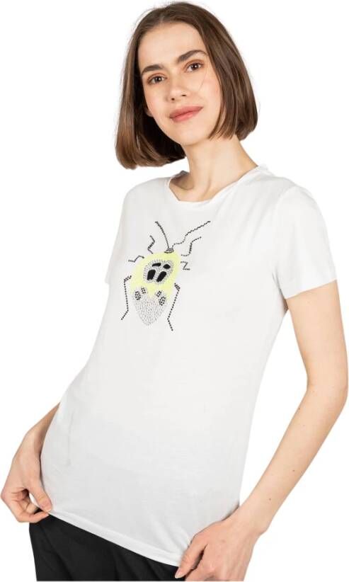 PATRIZIA PEPE Jetfly Handtekening T-Shirt White Dames