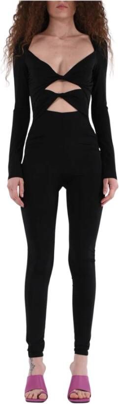 PATRIZIA PEPE Pakbroek Knoop-detail Jersey Jumpsuit Black Dames