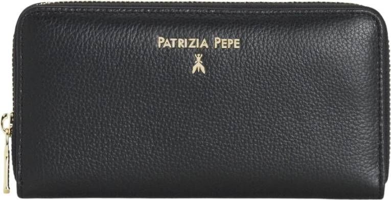 PATRIZIA PEPE Klassieke Zwarte Zip Around Portemonnee van Zwart Dames