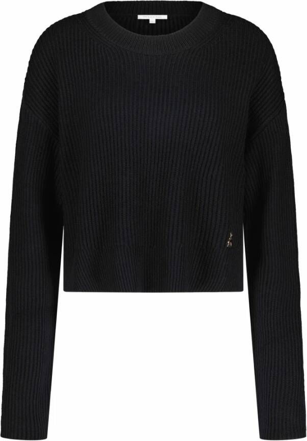 PATRIZIA PEPE Stijlvolle Cropped Pullover van Wolmix Black Dames