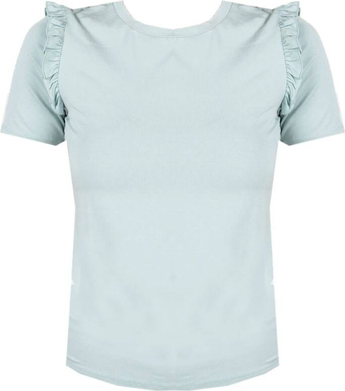 PATRIZIA PEPE Modieuze T-shirt voor dames met gerimpelde schouders Blauw Dames