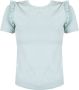 PATRIZIA PEPE Modieuze T-shirt voor dames met gerimpelde schouders Blauw Dames - Thumbnail 1