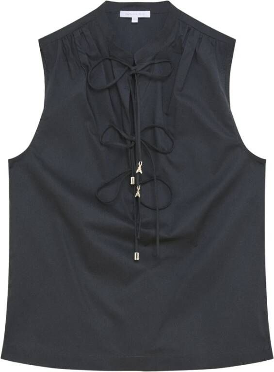 PATRIZIA PEPE Mouwloze Mandarin-kraag Blouse Zwart Dames