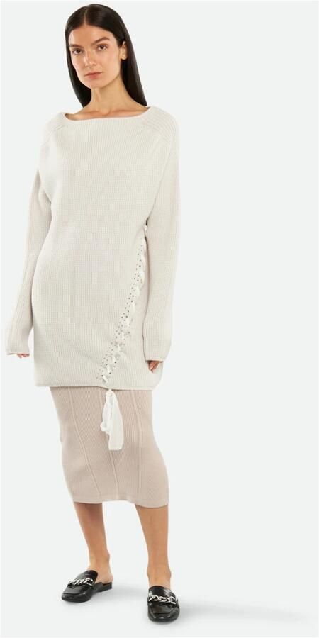 PATRIZIA PEPE Dikke Gebreide Trui met Ronde Hals Grijs Dames - Foto 2