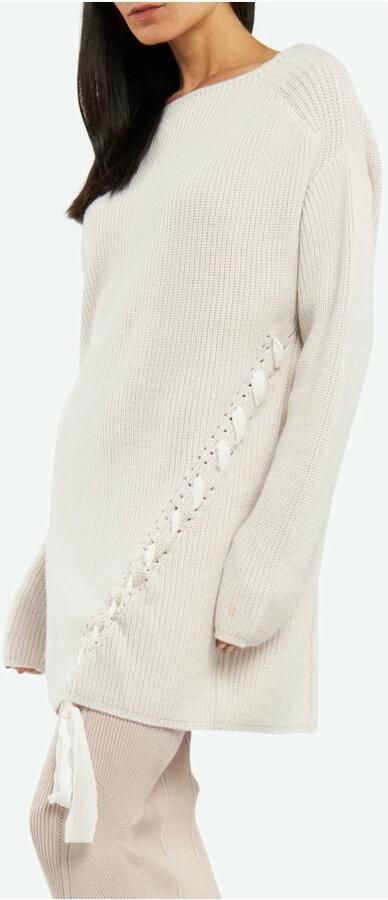 PATRIZIA PEPE Dikke Gebreide Trui met Ronde Hals Grijs Dames - Foto 5