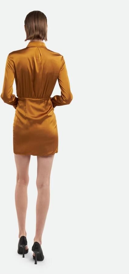 PATRIZIA PEPE Bronzen Overhemdjurk met Strikdetail Orange Dames - Foto 4