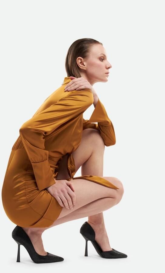 PATRIZIA PEPE Bronzen Overhemdjurk met Strikdetail Orange Dames - Foto 2