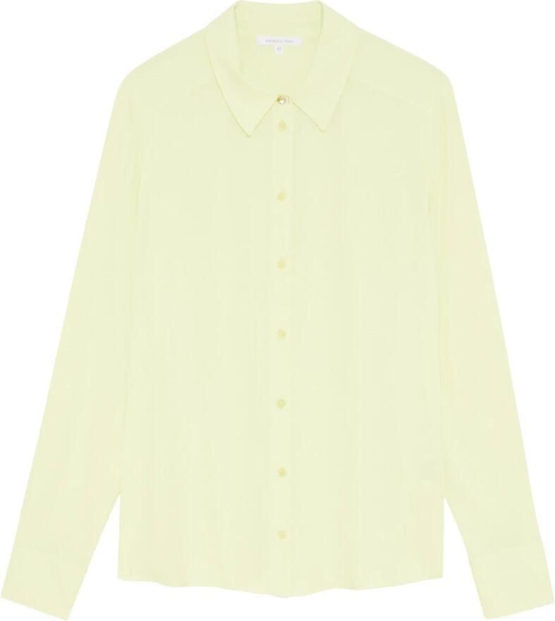 PATRIZIA PEPE Crêpe Blouse Klassieke Kraag Geknoopt Flowy Beige Dames