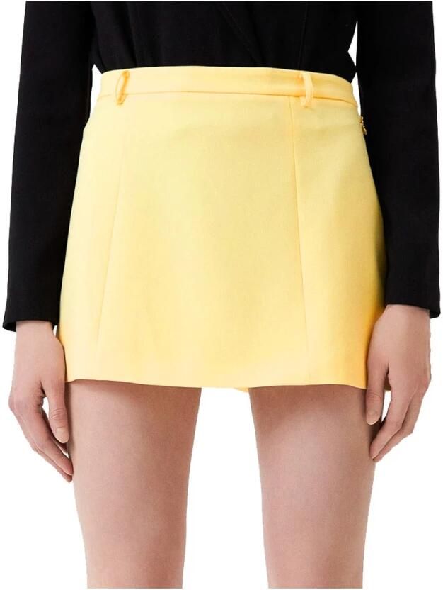 PATRIZIA PEPE Gele Crepe Minirok met Zijrits Yellow Dames - Foto 2