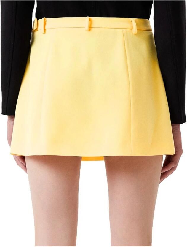 PATRIZIA PEPE Gele Crepe Minirok met Zijrits Yellow Dames