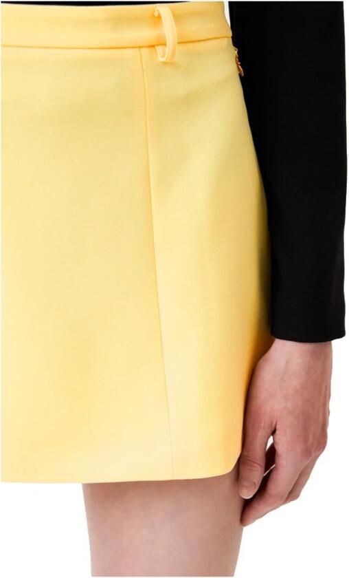 PATRIZIA PEPE Gele Crepe Minirok met Zijrits Yellow Dames - Foto 4