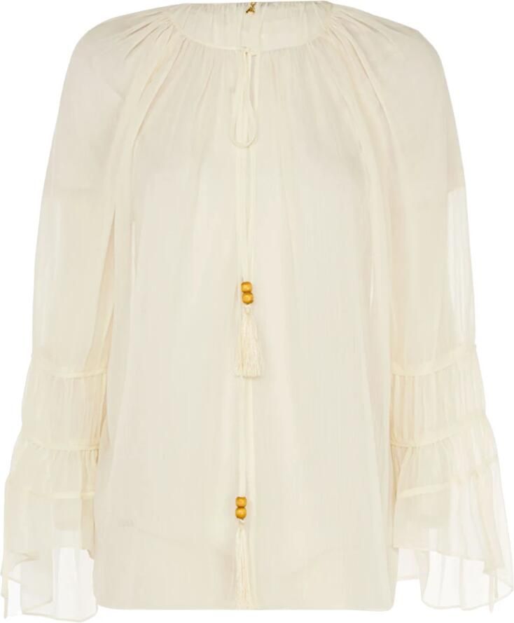PATRIZIA PEPE Elegante Blouse Lange Mouw Wit White Dames