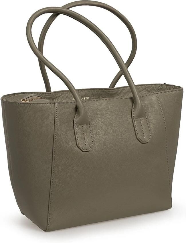 PATRIZIA PEPE Fly Bag Shopper Leren Rits Trekkers Groen Dames - Foto 2