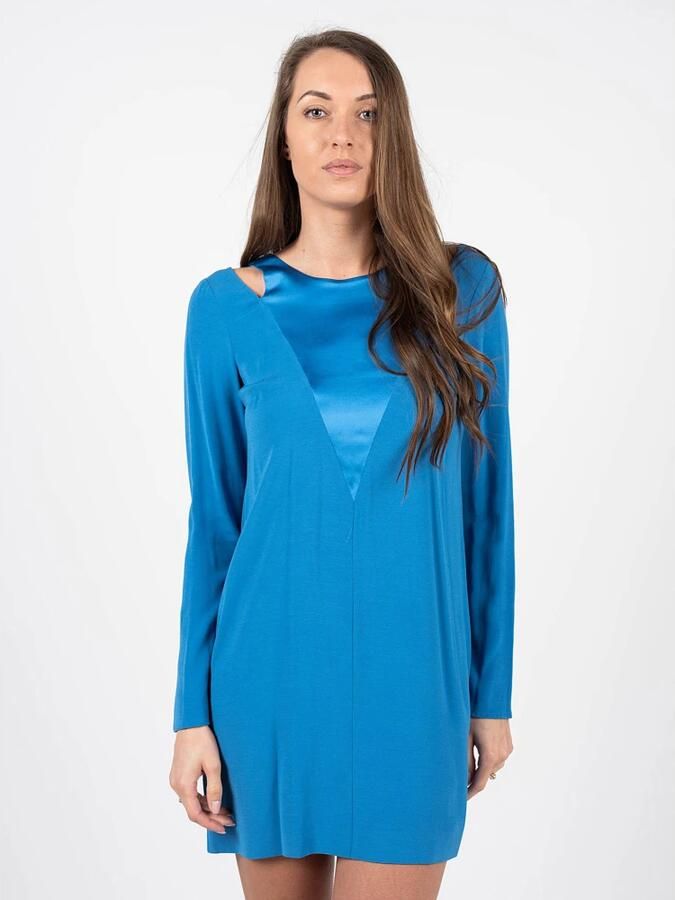 PATRIZIA PEPE Korte jurk met lange mouwen en blote schouders Blue Dames - Foto 3
