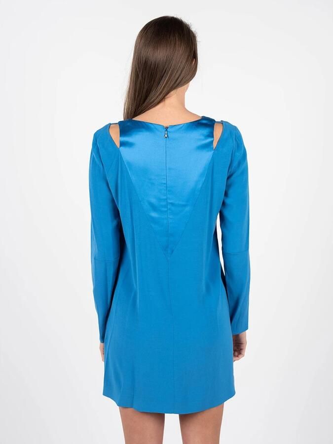 PATRIZIA PEPE Korte jurk met lange mouwen en blote schouders Blue Dames - Foto 4