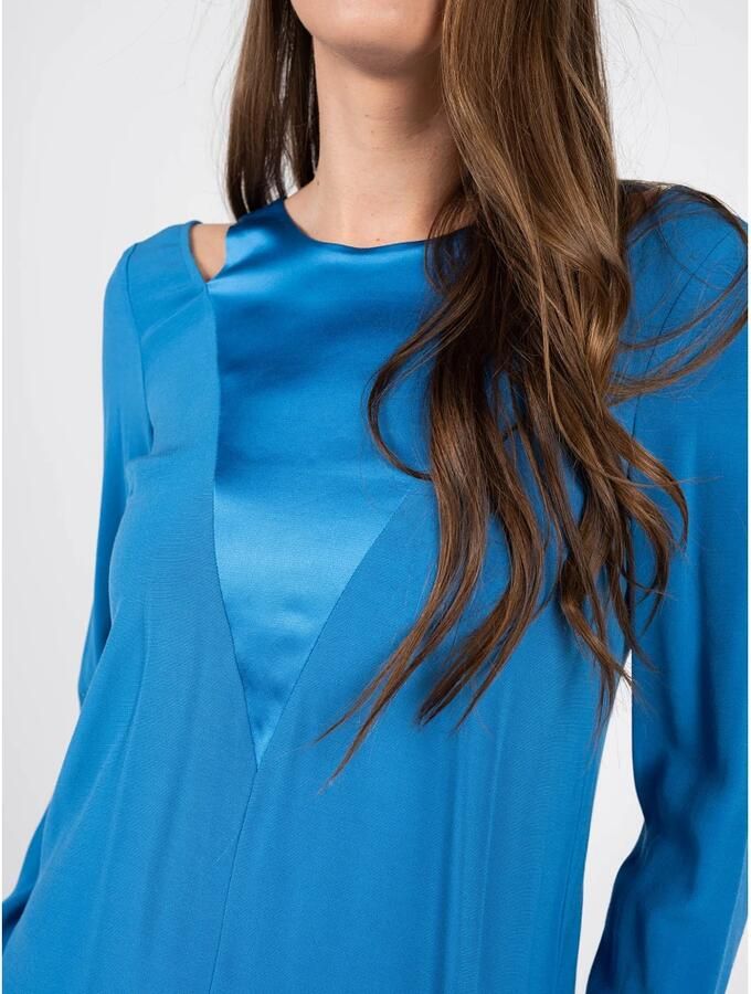 PATRIZIA PEPE Korte jurk met lange mouwen en blote schouders Blue Dames