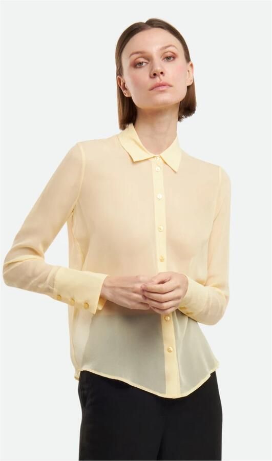 PATRIZIA PEPE Gele Zijden Transparante Blouse Yellow Dames - Foto 4