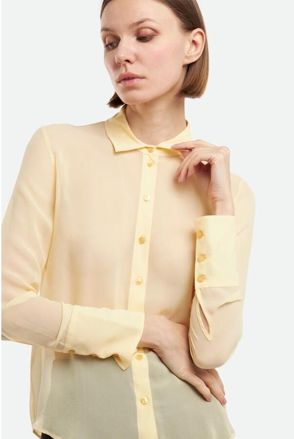 PATRIZIA PEPE Gele Zijden Transparante Blouse Yellow Dames - Foto 2