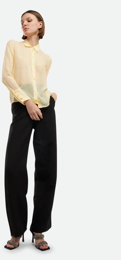 PATRIZIA PEPE Gele Zijden Transparante Blouse Yellow Dames - Foto 5