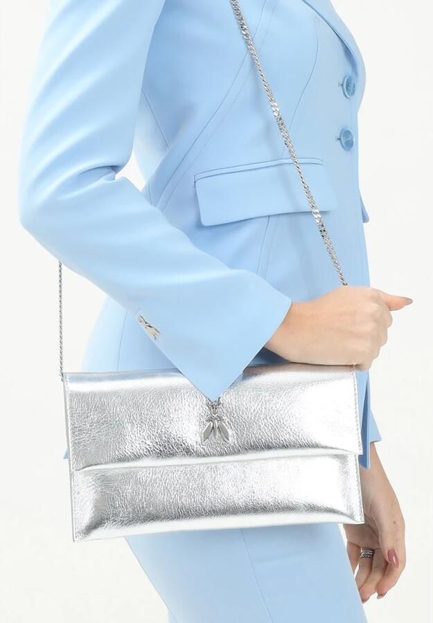 PATRIZIA PEPE Metallic Fly Clutch met Afneembare Ketting Gray Dames - Foto 9