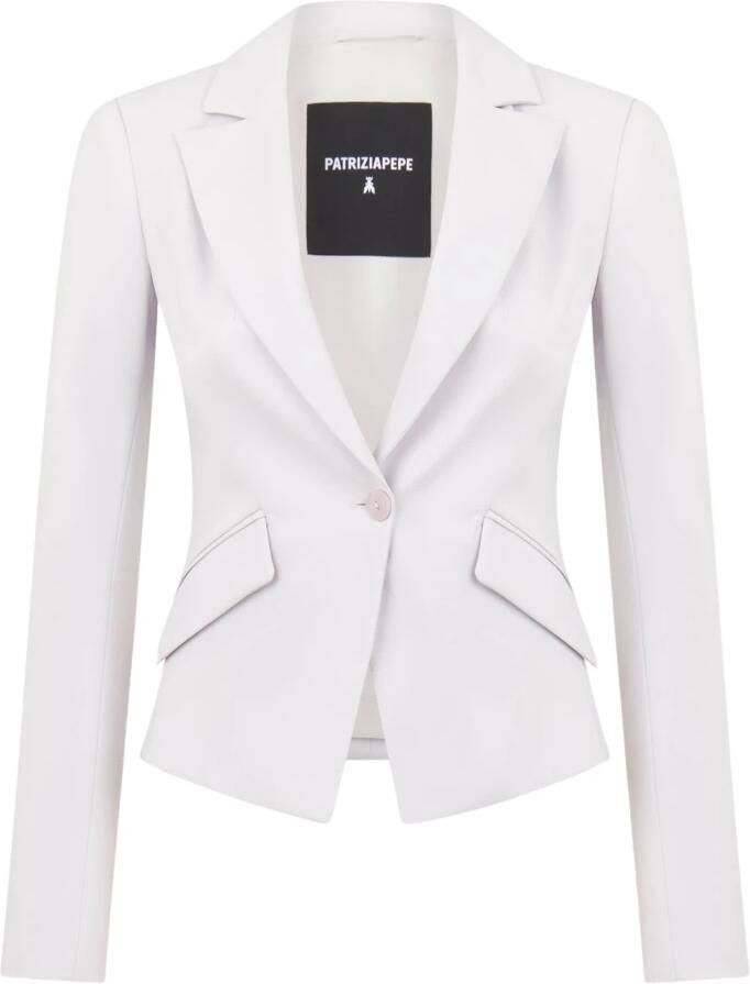 PATRIZIA PEPE Grijze Aansluitende Blazer met Diagonale Zakken White Dames