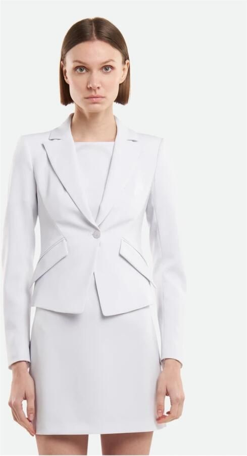 PATRIZIA PEPE Grijze Aansluitende Blazer met Diagonale Zakken White Dames - Foto 5