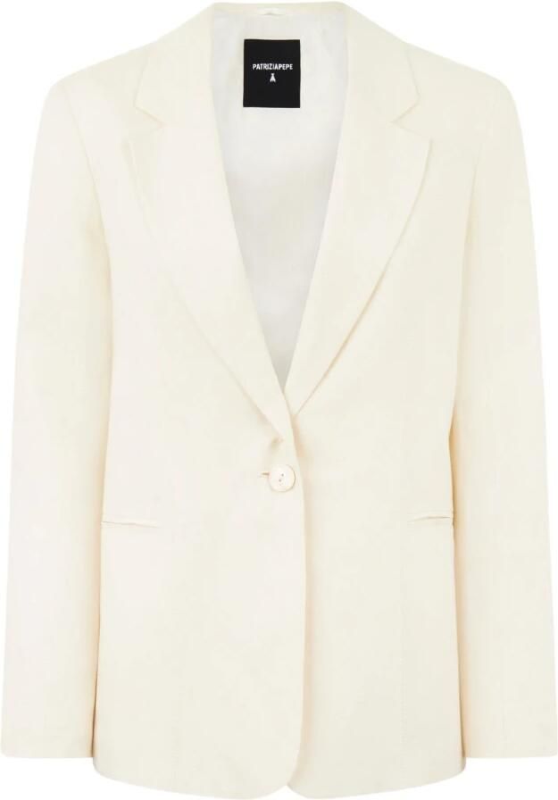 PATRIZIA PEPE Ivoor Oversized Knoop Blazer White Dames