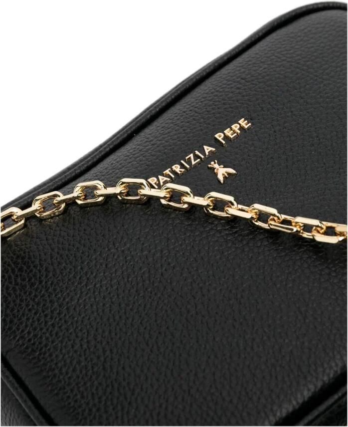 PATRIZIA PEPE Zwarte Leren Crossbody Tas Compact en Stijlvol Zwart Dames