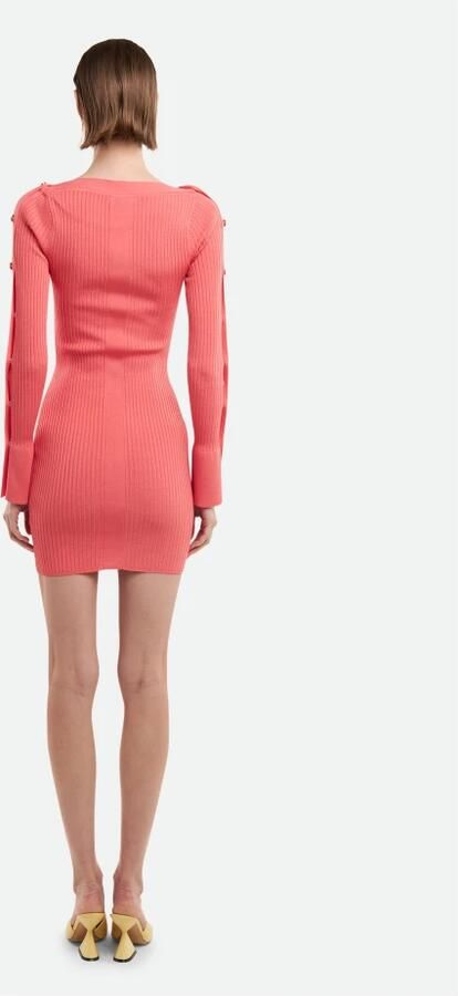 PATRIZIA PEPE Ribgebreide Mini Jurk met Boothals Oranje Dames - Foto 5