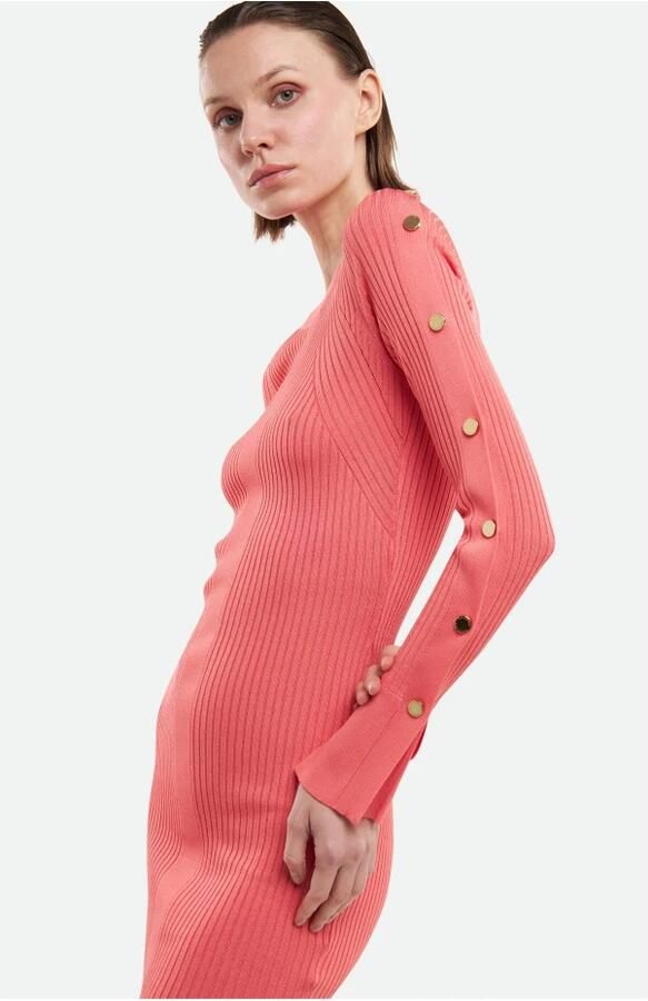 PATRIZIA PEPE Ribgebreide Mini Jurk met Boothals Oranje Dames - Foto 2