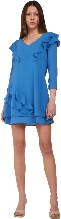 PATRIZIA PEPE Stijlvolle Korte Jurk met V-Hals en Ruches Blauw Dames - Foto 9