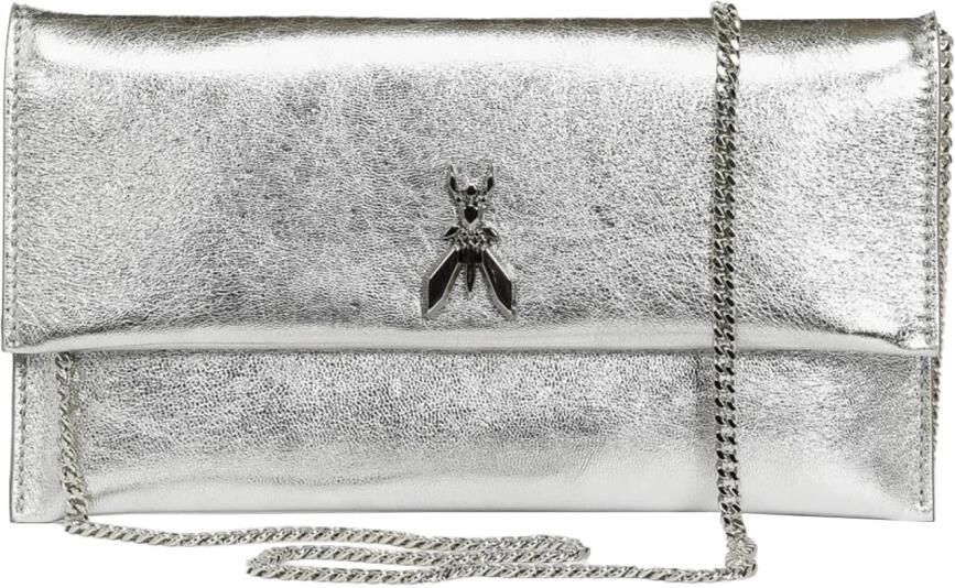PATRIZIA PEPE Metallic Fly Clutch met Afneembare Ketting Gray Dames - Foto 11