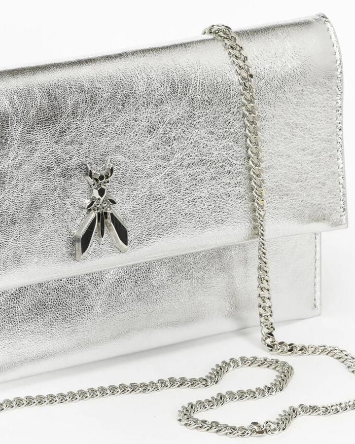 PATRIZIA PEPE Metallic Fly Clutch met Afneembare Ketting Gray Dames - Foto 6