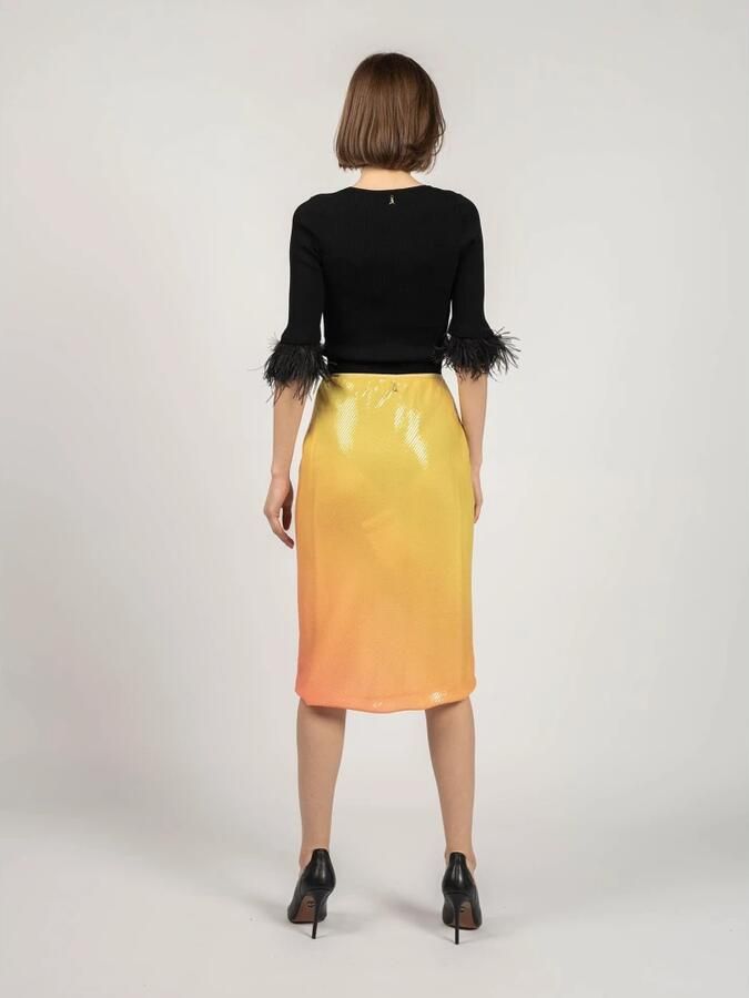 PATRIZIA PEPE Midi Rok met Pailletten Orange Dames - Foto 2