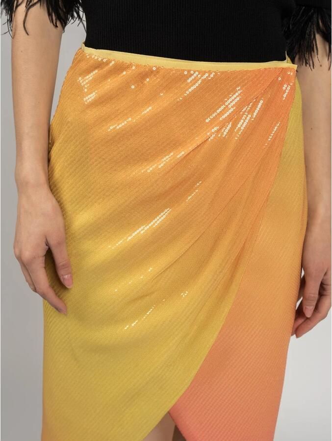 PATRIZIA PEPE Midi Rok met Pailletten Orange Dames