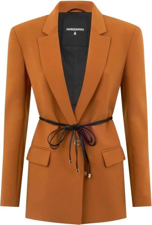 PATRIZIA PEPE Oker Oversized Gestructureerde Blazer Orange Dames