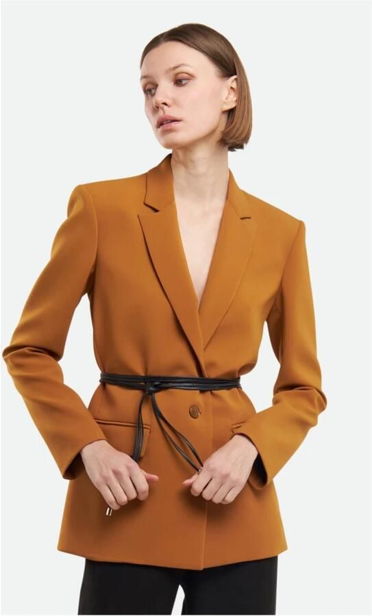 PATRIZIA PEPE Oker Oversized Gestructureerde Blazer Orange Dames - Foto 2