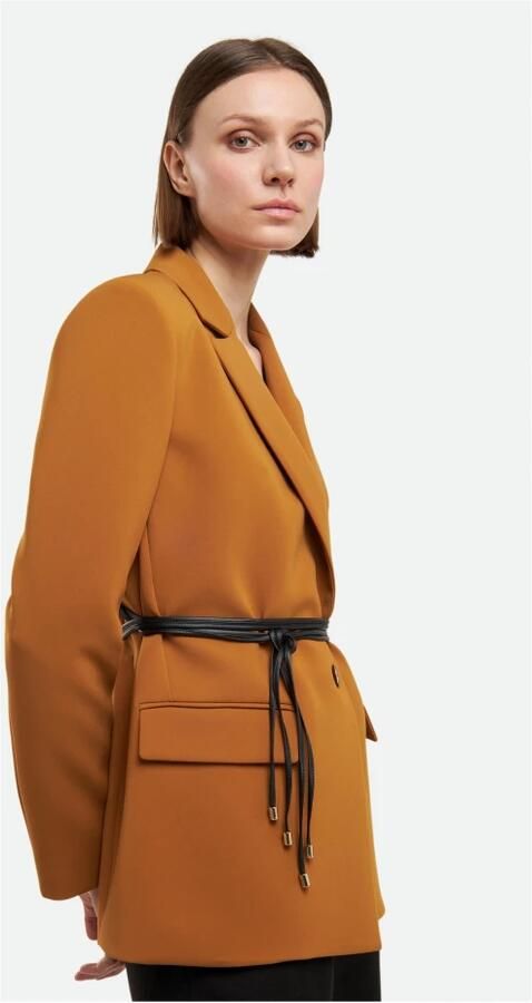 PATRIZIA PEPE Oker Oversized Gestructureerde Blazer Orange Dames - Foto 4