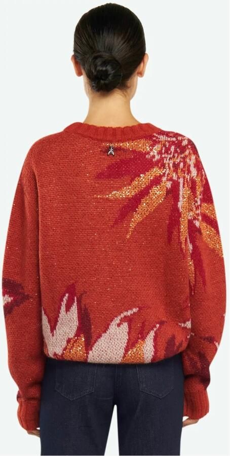 PATRIZIA PEPE Oranje Jacquard Trui met Patroon Borduursel Rood Dames - Foto 4