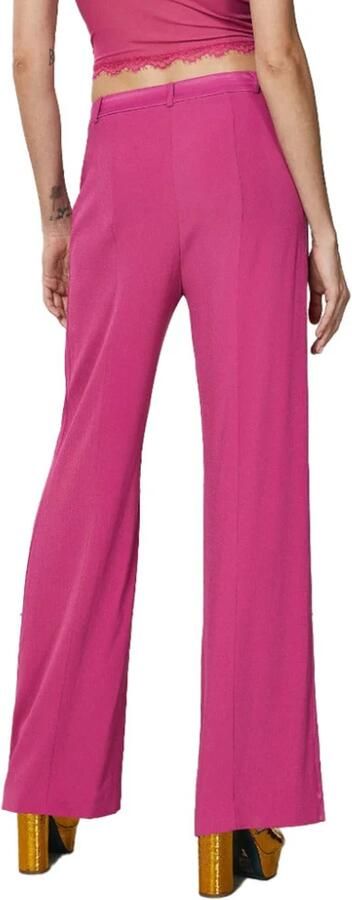 PATRIZIA PEPE Fuchsia Viscose Palazzo Broek met Smoking Details Pink Dames - Foto 4