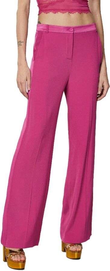 PATRIZIA PEPE Fuchsia Viscose Palazzo Broek met Smoking Details Pink Dames - Foto 3
