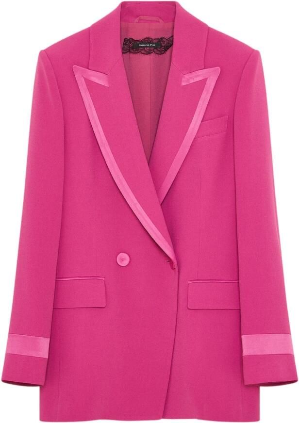 PATRIZIA PEPE Dubbelrijige blazer met vrouwelijke details Roze Dames