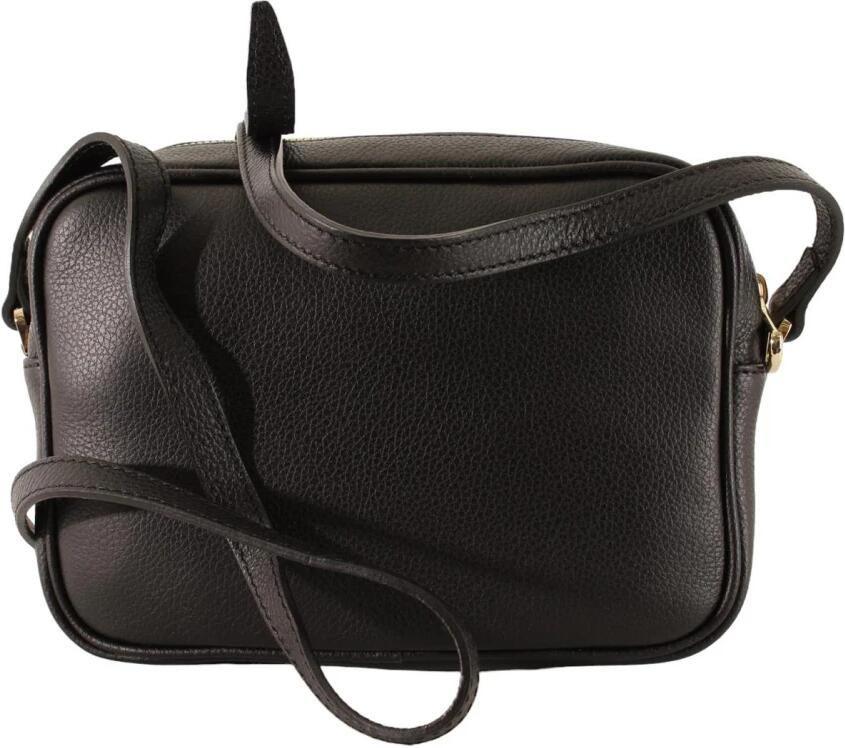 PATRIZIA PEPE Zwarte Kalfsleren Tas met Gehamerd Vakmanschap Black Dames