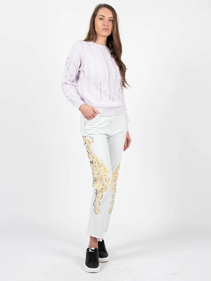 PATRIZIA PEPE Stijlvolle Mom Fit Jeans met Schitterende Details Blauw Dames